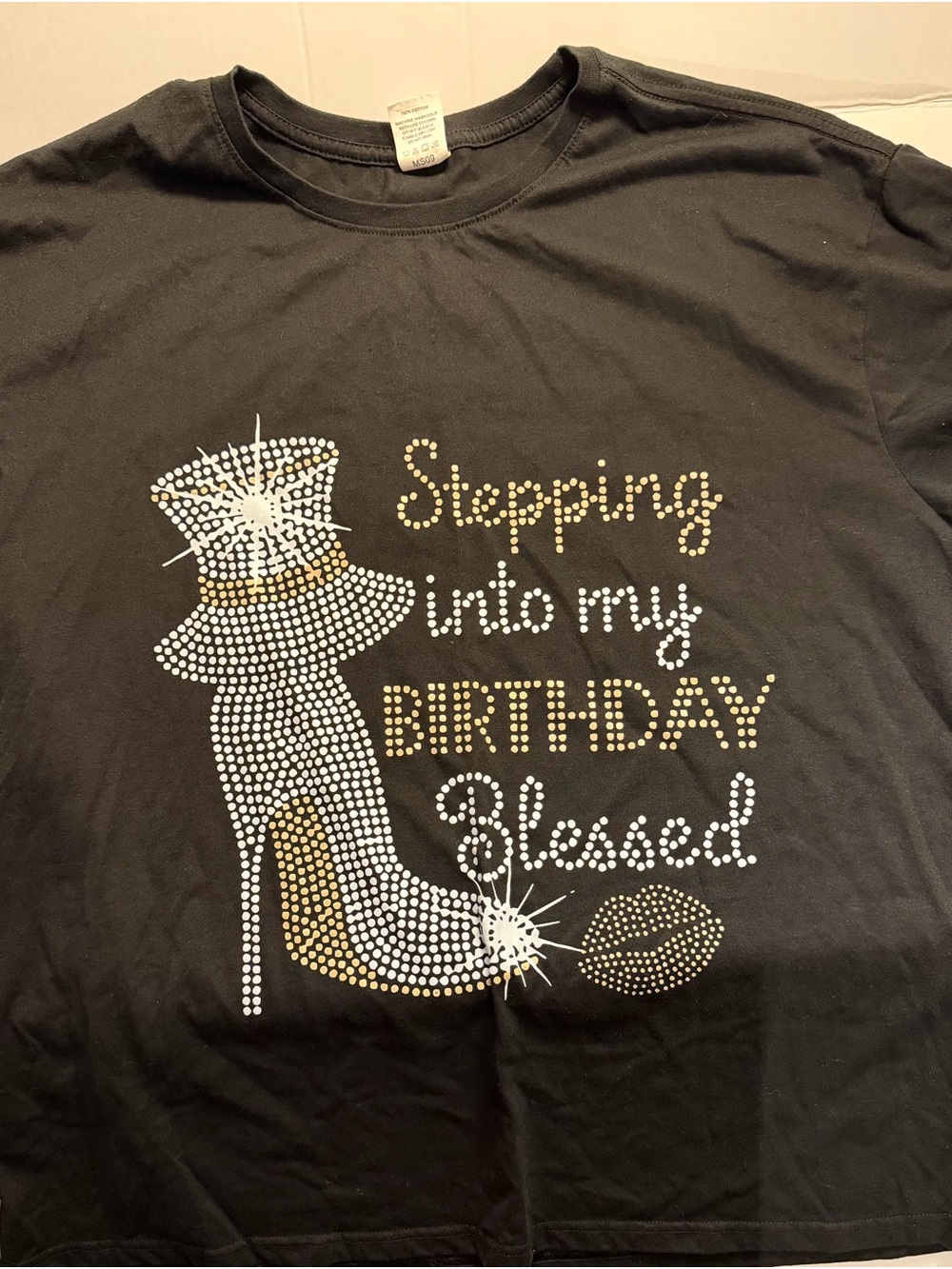 Stepping Into My Birthday Blessed Women's Graphic Tee - Black